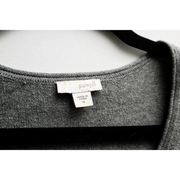 Pure Jill M Gray pullover v-neck top Tunic pockets - Picture 2 of 7